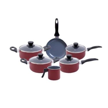 Imagem de Jogo de panelas antiaderente cerâmica 6 pçs vermelha - Oikos