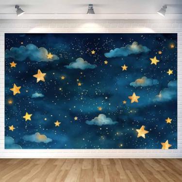 Imagem de Fundo de estrela cintilante, fundo fotográfico de céu noturno, revelação de gênero, artigos de festa para chá de bebê recém-nascido, decoração de tema espacial estrelado de galáxia, adereços de cabine