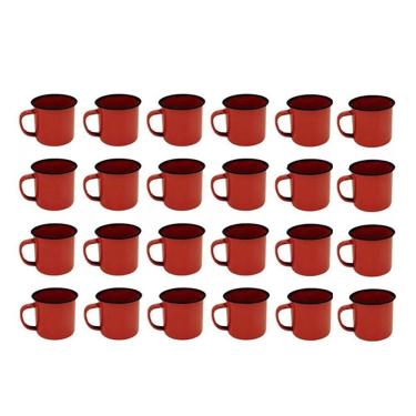 Imagem de Caneca Esmaltada Retro 150Ml Vermelha Vintage Jogo 36 Pcs