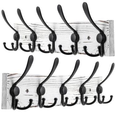 Imagem de Cabide Kuhome Suporte para chapéus de madeira para montagem na parede 