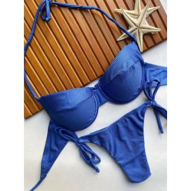 Imagem de Conjunto de Biquini Meia Taça Com Bojo Removivel e Calcinha de Amarrar