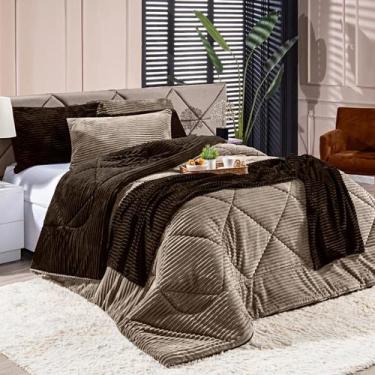 Imagem de Kit Coberdrom Edredom Cobertor KING 03 Peças Canelado Dupla Face Denve