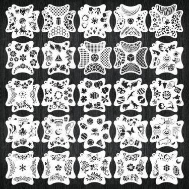 Imagem de Estênceis de pintura facial EYUNSTAR 25 conjuntos 265 unidades 13x13cm