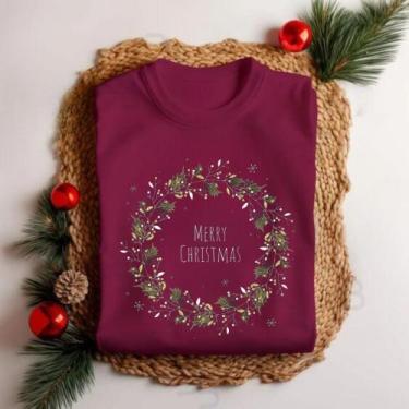 Imagem de Camiseta Unissex Natal Merry Christmas Guirlanda Festa Personalizada T