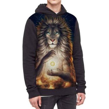 Imagem de Moletom Com Capuz Leão Bruxo Magico Ref:295 - smoke, Preto, GG
