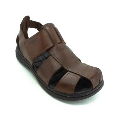 Imagem de Sandália Masc Pegada Couro Anilina Marrom Pinhão 131287-01