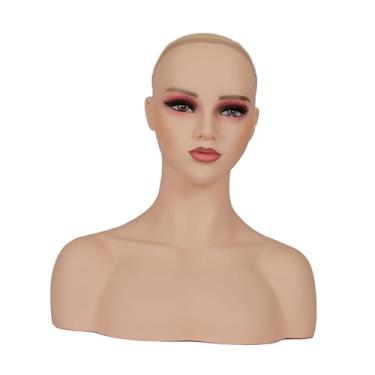 Imagem de oshhni Manequim de cabeça de perucas femininas com ombro, suporte de perucas, multiuso, manequim de exibição de perucas suave para fabricação de perucas de