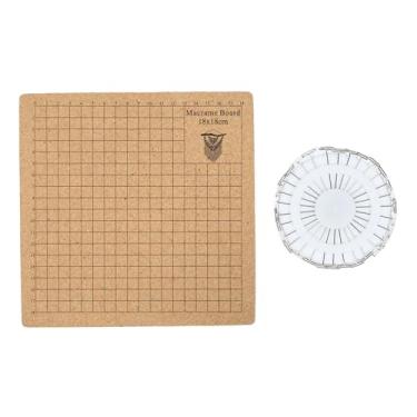 Imagem de Placa de macramê dupla face DIY grades trança placa de projeto com pinos para fazer joias pulseiras exibição artesanato tecelagem material de madeira macia 30 pinos incluídos (17,8 x 17,8 cm)