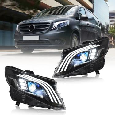 Imagem de Faróis de LED TT-ABC para acessórios Mercedes Benz Metris 2017 2018 2019 2020 Atualização do conjunto da lâmpada dianteira para Maybach (compatível com halogênio original)