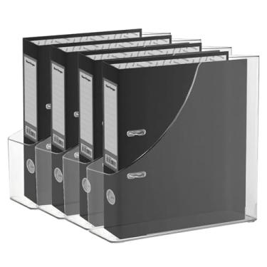 Imagem de WOOPSOO Pacote Com 4 Porta-Arquivos Verticais Transparentes Para Animais De Estimação, Organizador Mesa E Caixas Armazenamento Revistas, Fichários, Cadernos, Envelopes, Documentos Plástico Multiuso