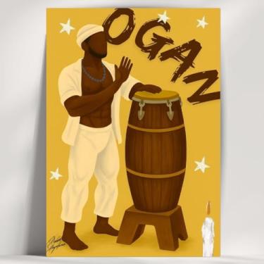 Imagem de Coleção de 62 quadros decorativos Giz - Umbanda e Candomblé - Decoração Orixá - Afro Brasileira - Escolha o seu Orixá! (Clássico, Ogan, 20x14cm)