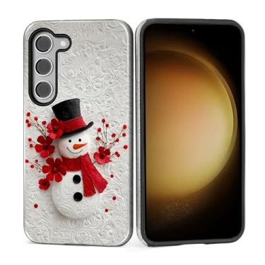 Imagem de MQJCYB Capa para Samsung Galaxy S23, híbrida, resistente, 2 em 1, de corpo inteiro, resistente, à prova de choque, capa brilhante para Samsung Galaxy S23 Natal boneco de neve branco vermelho