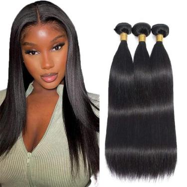 Imagem de Pacotes de cabelo NiegMeag Straight Brazilian Virgin Hair 3x30cm