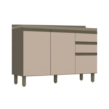 Imagem de Módulo Cozinha Henn Connect Balcão 3 Portas E 2 Gavetas C/tampo Duna/cristal