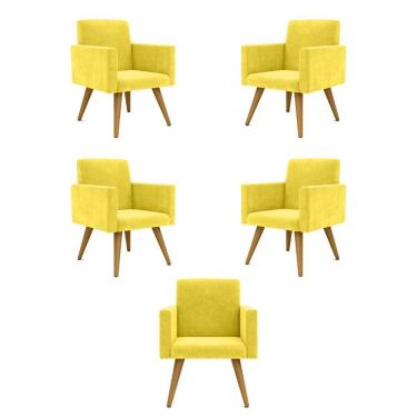 Imagem de Kit 05 Cadeiras Poltronas Decorativa - Escritório - Recepção Cor:amarelo
