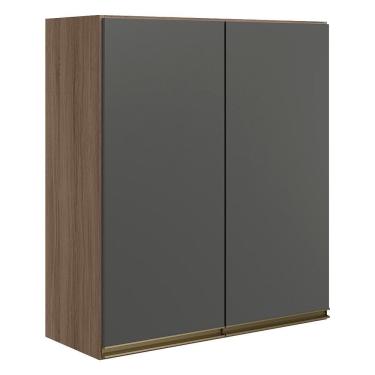 Imagem de Armario Aereo 2 Portas Mdf 60 Cm Kali 12205 Carvalho Toq Chumbo Nicioli Carvalho Toq Chumbo