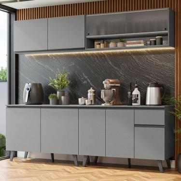 Imagem de Armário De Cozinha Completa 240Cm Cinza Nice Madesa 02 Cinza