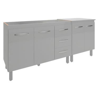 Imagem de Armário Cozinha Gabinete Pia De 120 Cm Bruna E Balcão Jane Para Forno Elétrico Ou Microondas Branco