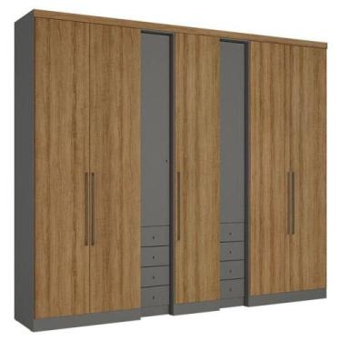 Imagem de Guarda Roupa Casal Absolut Plus 7 Portas Grafite Almendra Acetinado - 