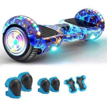 Imagem de FINYQBET Hoverboard Elétrico - 4400 mAh Skate Elétrico, 6.5 " Roda , Autobalanceamento Inteligente, Bluetooth, LED, 15km/h, 120kg Carga Máxima - Ideal para Crianças e Adultos - Uso em Casa, Parque (Cauda de Fênix Azul)