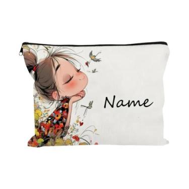 Imagem de Bolsa De Maquiagem Personalizada Com Padrão De Menina Vintage, Bolsa D