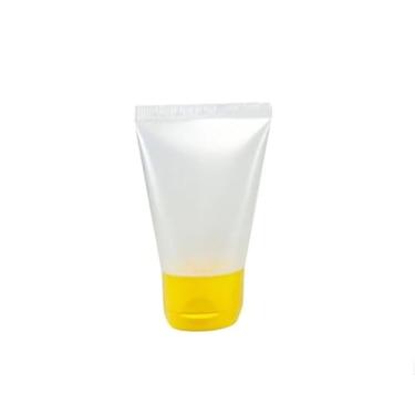 Imagem de Kit 10 Bisnagas 30ml Para Lembrancinhas Tampa Flip Top Festa Sabonete Álcool Gel Creme(Amarelo)