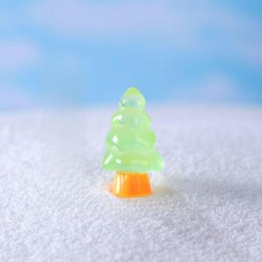 Imagem de Acessórios DIY Snowscape 10 pçs/conjunto de resina fácil de usar mini enfeites de Natal notilucentes desenho animado bonito árvore Xams (verde)