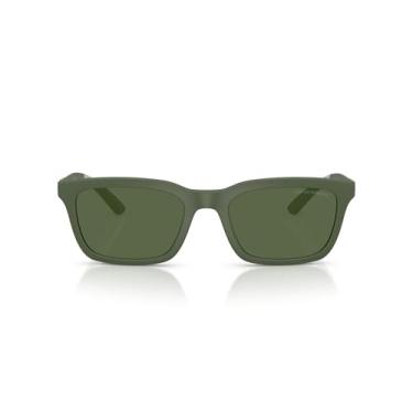 Imagem de Emporio Armani Óculos de sol masculinos retangulares EA4249U com ajuste universal, agave fosco/verde escuro, 55 mm, Agave fosco/verde escuro, 55 mm