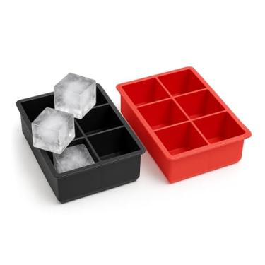 Imagem de Kit 2 Forma De Gelo Silicone Cubo Grande 6 Cubos Drink Whisky (cores variadas) Flexível - Cubos Ideal Para Bebidas Frutas Doces