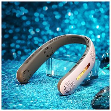 Imagem de WYUYIWH Ventilador de pescoço portátil, mini ventilador com fluxo de ar de 360°, 4000 mAh operado por bateria, ventilador pessoal mãos livres recarregável, ventilador USB recarregável, ventilador