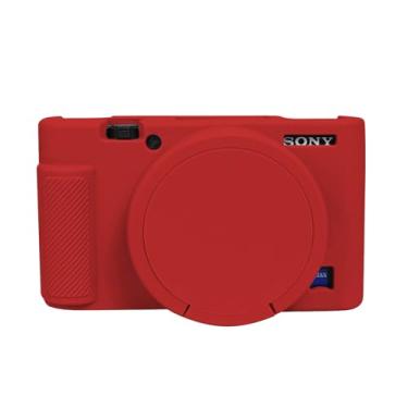 Imagem de Easy Hood Capa RX100, capa de silicone para câmera leve e macia com capa de lente removível para câmera DSLR Sony DSC-RX100 III / RX100 V / RX100 IV / RX100 VII DSLR (vermelha)