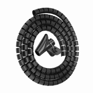 Imagem de Organizador de Cabos em Tubo Espiral Flexível Envolvimento Fio Protetor Cabo Armazenamento Reutilizável com Zíper para Gerenciamento Casa Escritório TV Computador Ocultador