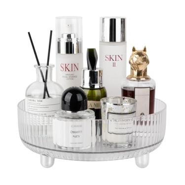 Imagem de Anyoifax Organizador de maquiagem giratório 360 bandeja de perfume, suporte de cuidados com a pele, armazenamento de cosméticos, organizador de bancada para banheiro, toca-discos Lazy Susan para