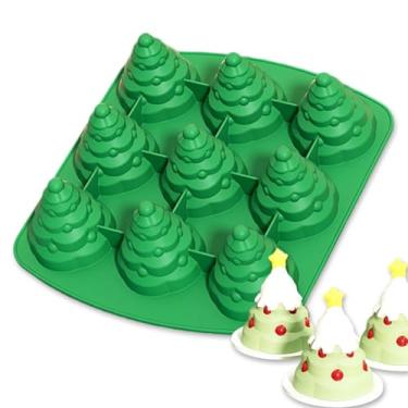 Imagem de 1 pç moldes de silicone para árvore de Natal 3D, moldes de chocolate, alimentos, tema de Natal, bandeja de congelamento, moldes de férias para sabonete, doces, bolo, vela de gelo, geléia, cera