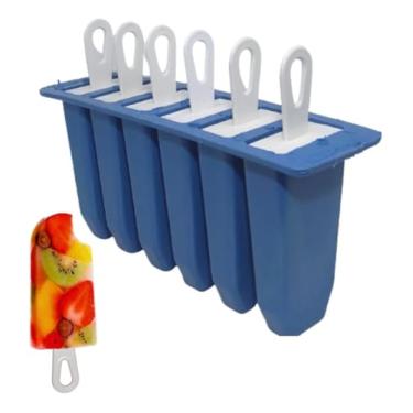 Imagem de Forma de Picolé com 6 Cavidades – Picoleteira para Sorvetes e Paletas, Com Palito, Cor Aleatória, Reutilizável