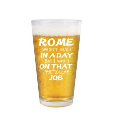 Imagem de Jogskeor Rome Wasn't Built In A Day But I Wasn't On That Job Copo de cerveja 473 ml, presentes para trabalhadores da construção, presentes de aniversário e Natal para engenheiro de projetos construtor