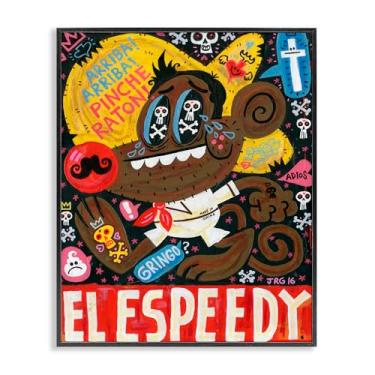 Imagem de Stupell Industries El Speedy Culture Collage Gray Framed Giclee Art, design por Jorge R. Gutierrez, 20 x 16