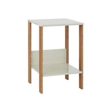 Imagem de Mesa Lateral de Escritório Lanes 100% MDF Off White e Freijó 40 cm