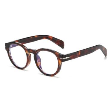Imagem de HCPIHF Óculos de sol vintage oval feminino, fashion, transparente, lentes oceânicas, uv400, masculino, rebites, redondo, uv400 (leopardo)