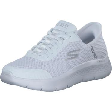 Imagem de Skechers Tênis feminino Go Walk Flex Grand Entry Slip-On, Acabamento têxtil branco, 7 UK