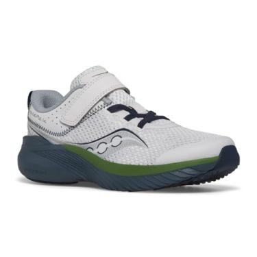 Imagem de Saucony Tênis infantil unissex Kinvara 14 com fecho alternativo, Cinza/Azul/Verde, 13 Little Kid