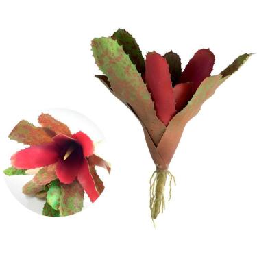 Imagem de Kit 8 Pçs Bromélia Elegante Planta Artificial 8 Folhas 21cm