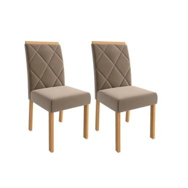 Imagem de Cadeira Sala de Jantar Fernanda Wood Kit 2 Un Madeirado/Suede Joli Capuccino - Cimol
