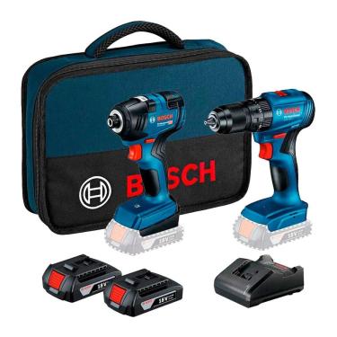 Imagem de Kit Parafusadeira e Furadeira 2 Bat 2AH 18V Bivolt Com Bolsa GSB185-LI + GDR18V-200 Bosch
