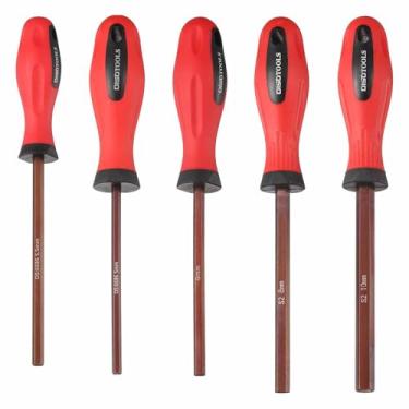 Imagem de HARFINGTON Conjunto de 5 chaves de fenda sextavadas 5/5,5/6/8/10 mm S2 de aço métrico magnético de cabeça chata chaves hexagonais para ferramentas de reparo manual