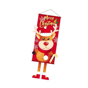 Imagem de Vaveren Faixas de Natal para 43,31x15,75 polegadas Faixa de Natal para Porta, Placa Decorativa para Pendurar no Jardim, Alce