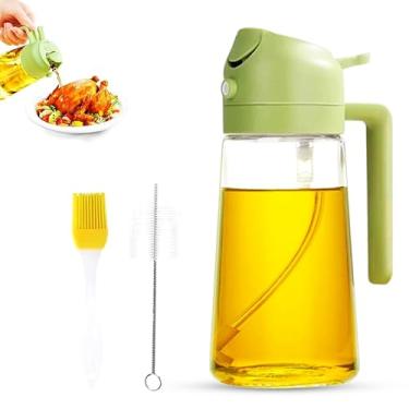 Imagem de JAVELOX Pulverizador e dispensador de óleo 2 em 1 para cozinhar | Pulverizador de azeite de oliva de vidro de 470 ml com escova | Frasco de spray de óleo com despejador, névoa de óleo de grau