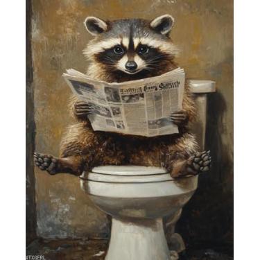 Imagem de XTXGERL Raccoon Goes To The Toilet Paint by Numbers Kit para adultos, pintura estética moderna por número em tela, kits de pintura a óleo digital de arte abstrata adequados para decoração de parede de
