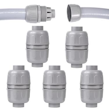 Imagem de Aandxmok (5 peças) Conector NPT 3/10.2 cm, conector de extremidade dupla de conduíte flexível de PVC, reto de 180 graus, conector de conduíte bidirecional, acessórios de conduíte elétrico