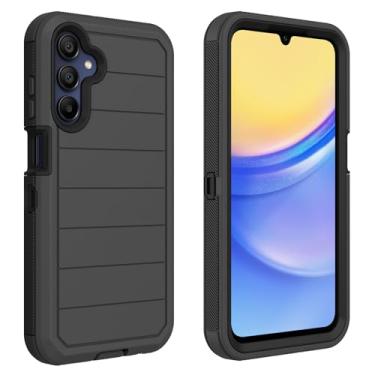 Imagem de AZSXLG Capa para Samsung Galaxy A15 5G, capa protetora resistente à prova de choque à prova de poeira 3 em 1 para Samsung Galaxy A15 5G (preta, A15)